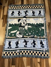Disney Mickey Mouse Golf Tapestry Woven Throw Blanket READ