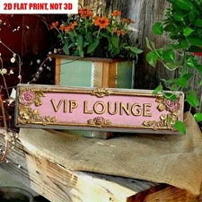 VIP Lounge Tin Sign Wall Art Pink Vintage Plaque Floral Home Decor Cafe Bar 4×16