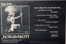 JERUSALEM 1972 original PRINT ADVERT DERAM Ian Gillan Deep Purple HARD ROCK