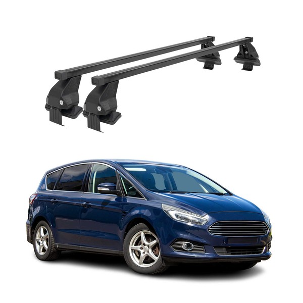 Menabo DachträGer GrundtäGer FüR Ford S-Max 2015-2019 50Kg Stahl Schwarz 2 Tlg-image
