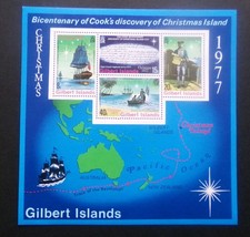 Isole Gilbert QEII 1977 Natale e scoperta dell'isola di Natale SG MS59 MNH