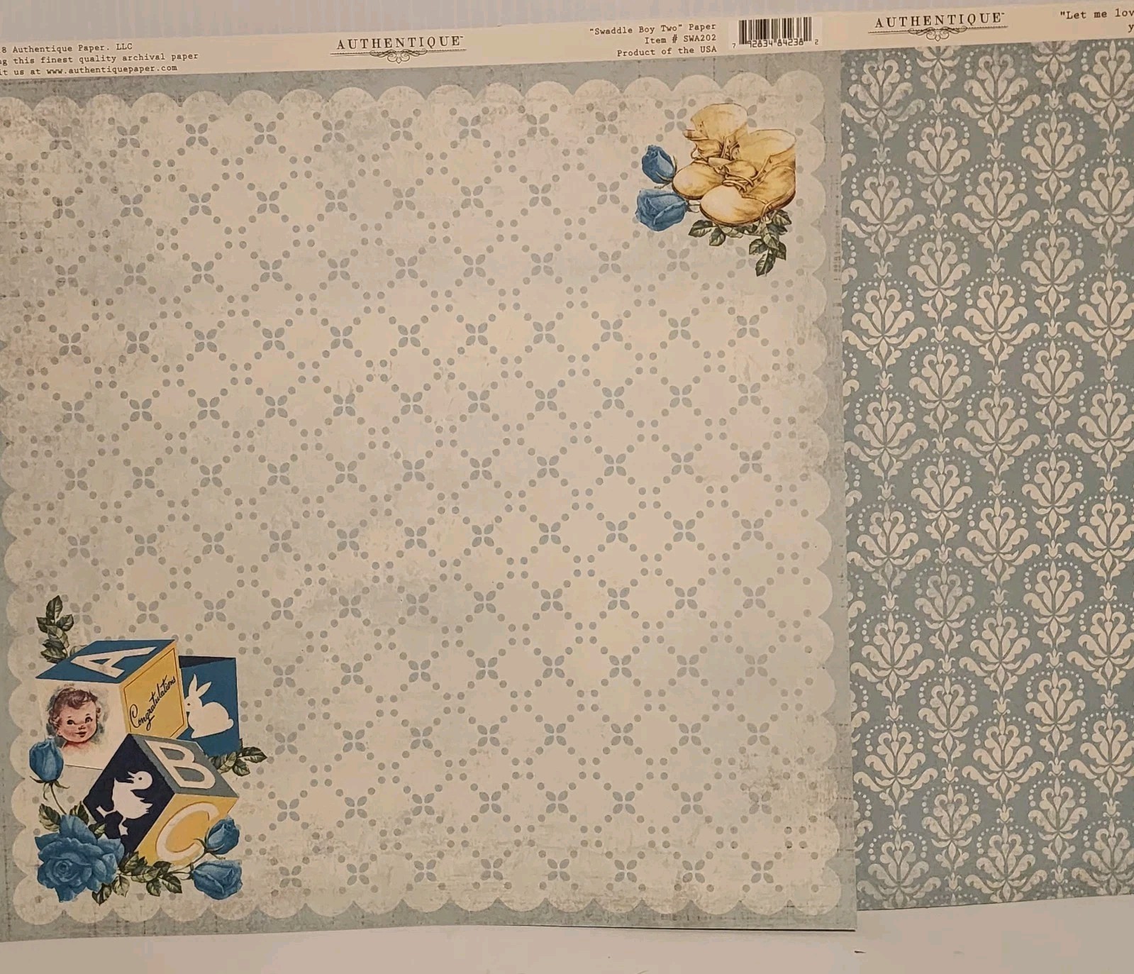 Authentique SWADDLE Baby Boy Collection Kit 12x12 Scrapbook Paper