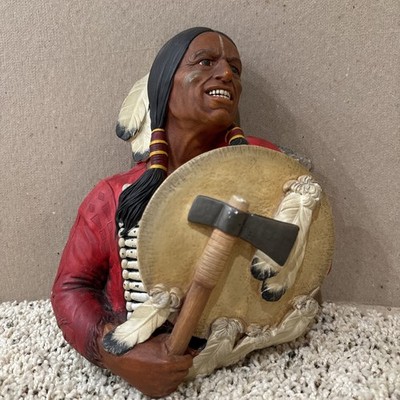 BOSSONS Chalk ware 1960s Plaque CHEYENNE Native American Indian 10 1/4'' Tall 