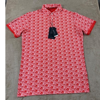 Galvin Green Madden Ventil8 Golf Polo Shirt Mens Medium Orange Stretch New