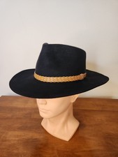 Akubra Pure Fur Felt Hat Snowy River Size 55 6 7/8 Black