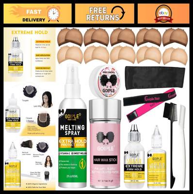 Wig Accessories Kit - Lace Front Glue, Remover, Caps, Elastic Bands & More - 29P