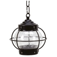 HäNgelampe AußEn Rund Ø 20 Cm IP23 Schwarz E27 Maritim Messing Glas Leuchte