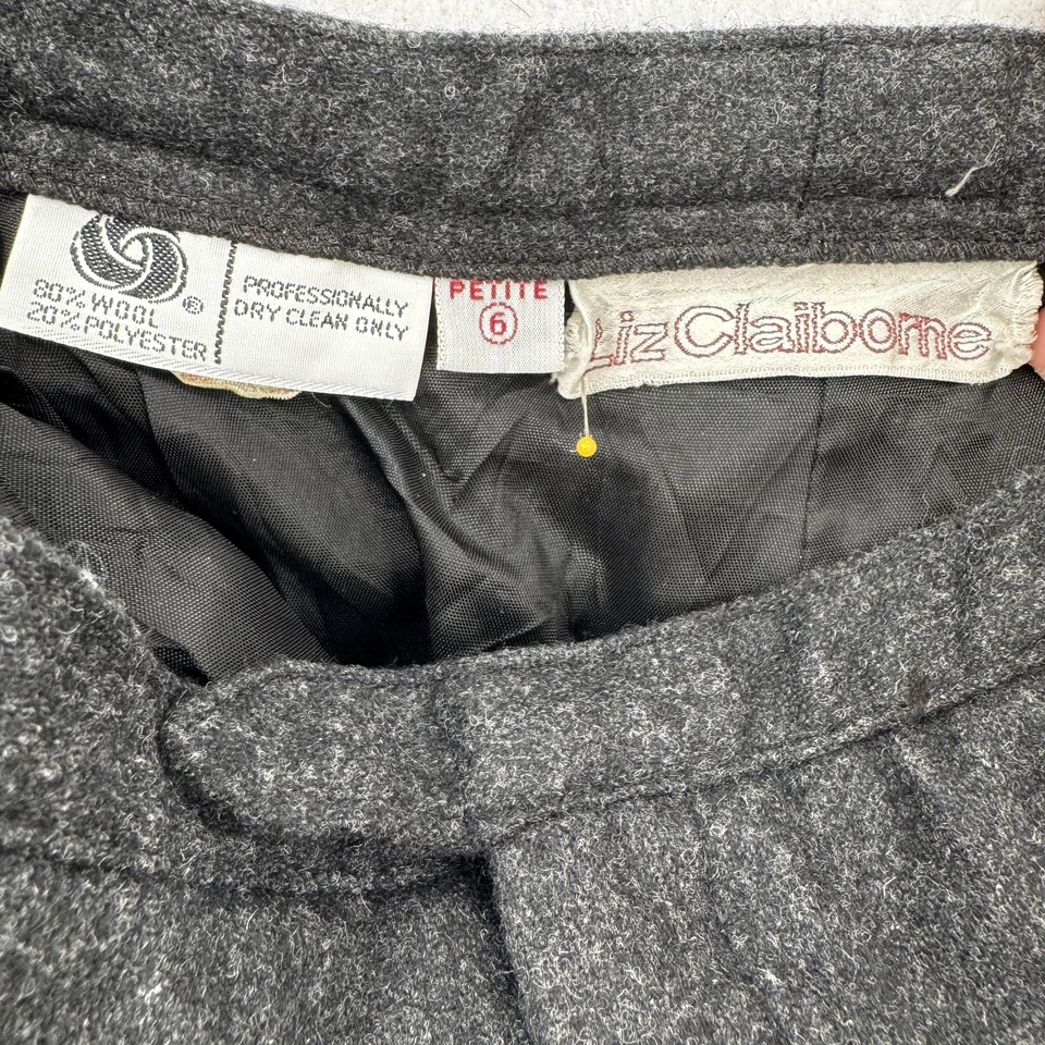 Vintage Liz Claiborne Pants Womens Petite 6 Wool Blend High Waist Pleated 80s - Image 3 of 4