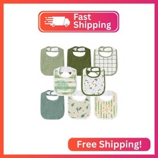 GLLQUEN BABY Muslin Drool Bibs for Boys Girls 8 Pack, Adjustable Baby Bibs for D
