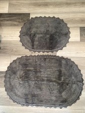  10Urban Style 100 Cotton Oval Bath Rugs Set of 2 -Charcoal - 20x26, 24x36 -New