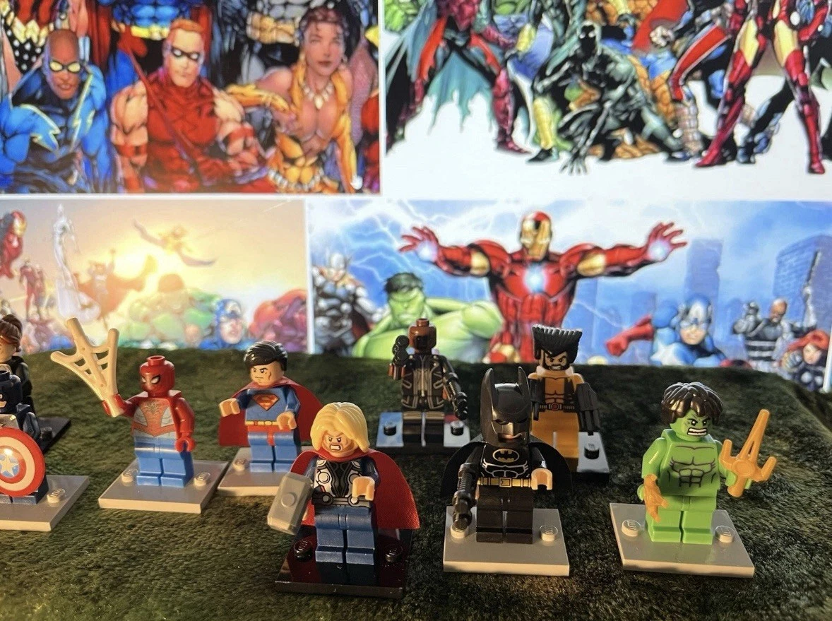 9x Minis SUPER HEROES Batman Spiderman etc SPECIAL - ON LEGO BASES - SPECIAL SET