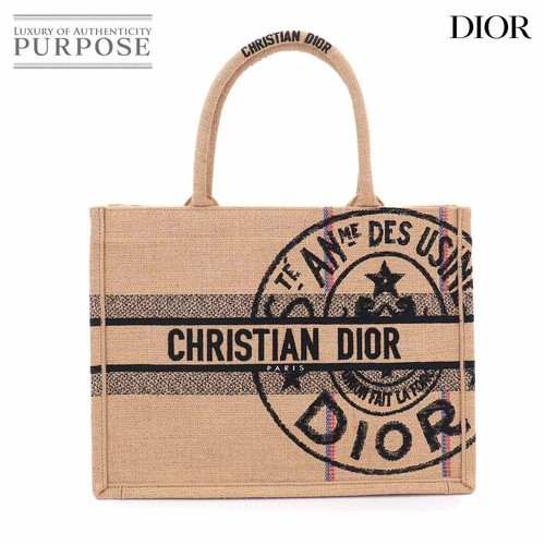 Brand new Christian Dior Union Motif Book Tote Medium Bag Jute 90326089