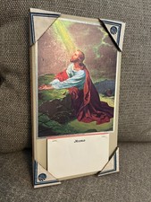 Vintage Made in USA Lithograph of Jesus on board with a Memo Pad