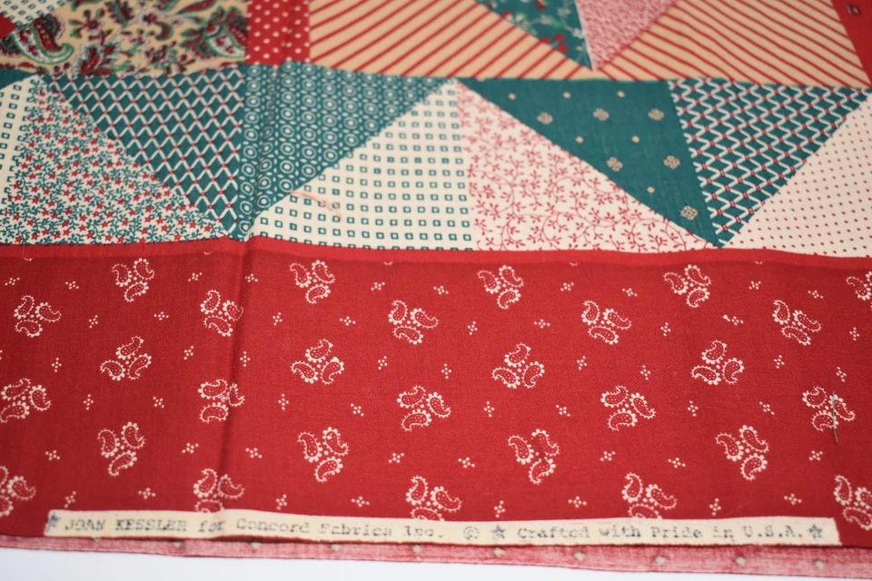 43"x43" BORDER PANEL concord fabrics JOAN KESSLER made USA red green blocks - Image 4 of 4