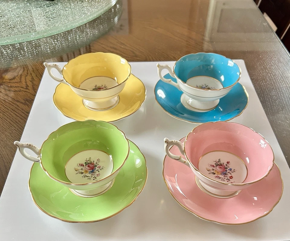 Taza y platillo Coalport de colección - Juego de 4 - Hecho en Inglaterra  Foto 2 de 4