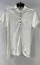 Burberry Men's White Polo Shirt Tonal Equestrian Knight Logo Size M