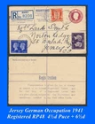 GB #B70 Jersey German Occupation 1941, Registered RP48  4½d Puce + 6½d