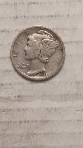 1928-P Mercury Silver Dime, VG Condition, But You Judge.      694