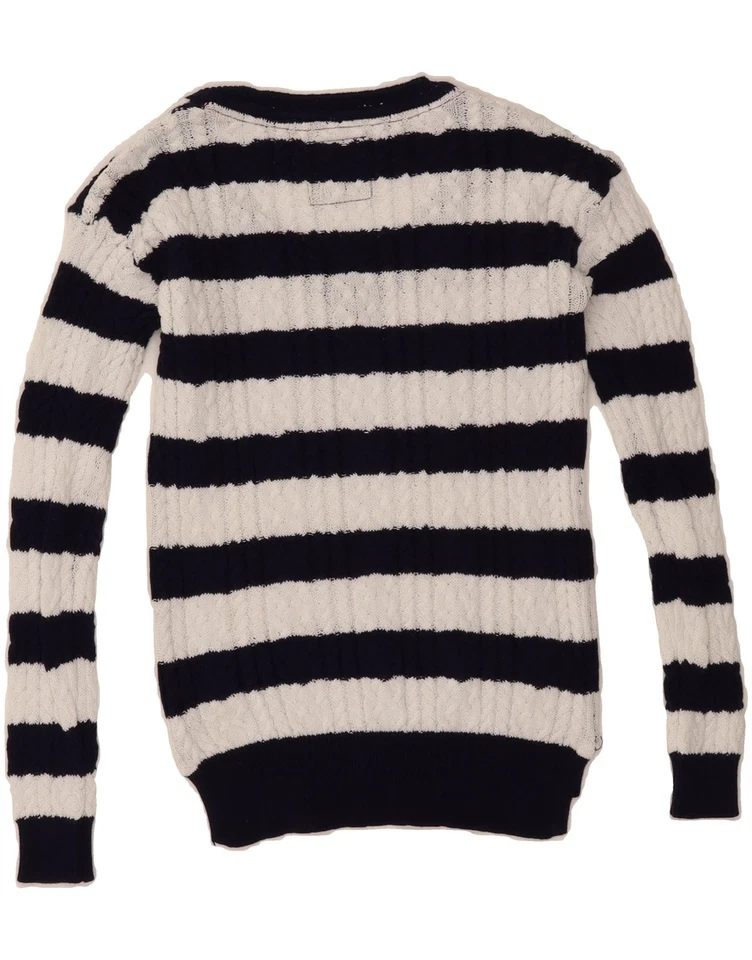 EE. UU. POLO ASSN. Suéter Jersey Mujer Cuello en V Reino Unido 10 Pequeño Negro Rayas AG02 Foto 2 de 3