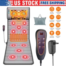 Full Body Electric Massage Mat w/Heat Vibration Massage Pad Cushion Back Massage