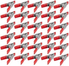 ® 2" Inch Mini Metal Spring Clamps W/Red Rubber Tips Clips (Pack of 30)