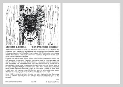 Postkarte - Durham Cathedral The Sanctuary Knocker Local History Card Unposted