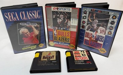 Lot of 5 Sega Genesis Sports Game Bulls vs Blazers Lakers Arnold Palmer Golf EA