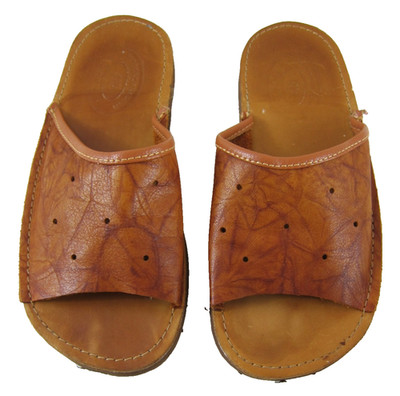 NEW VTG TSOG Made In Mongolia Tan Brown 100% Leather Slide Mule Sandal Size 40/9
