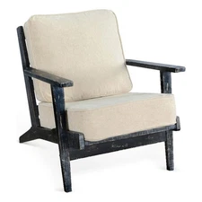 Sunny Designs Marina Mid-Century Mahogany Accent Chair with Cushion - Black Sand