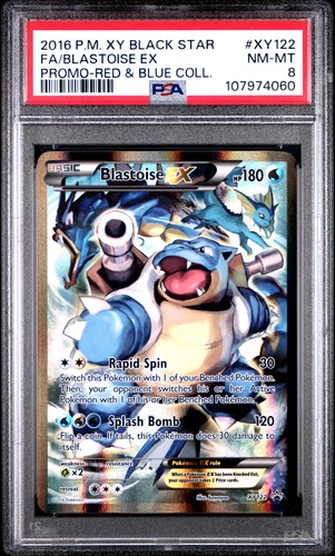 2016 POKEMON XY BLACK STAR PROMO #XY122 FULL ART/BLASTOISE EX PSA 8