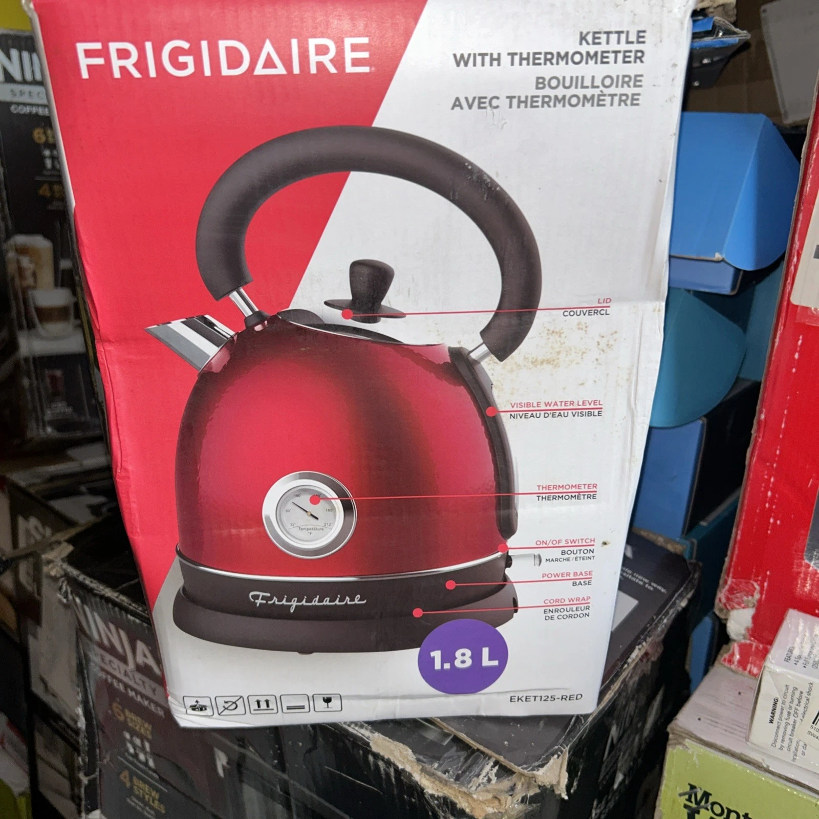 FRIGIDAIRE EKET125 Red Retro Electric Water Kettle Stainless Steel 1.8L
Opens in a new window or tab