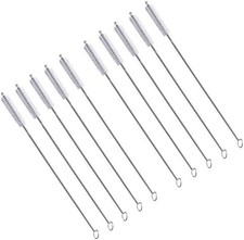10 Pcs Straw Brush Set Nylon Pipe Tube Cleaner 173mm x 5mm Skinny Reusable