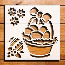 Easter Basket Stencil - 5.5 Reusable Template for Walls, Wood  Canvas Art
