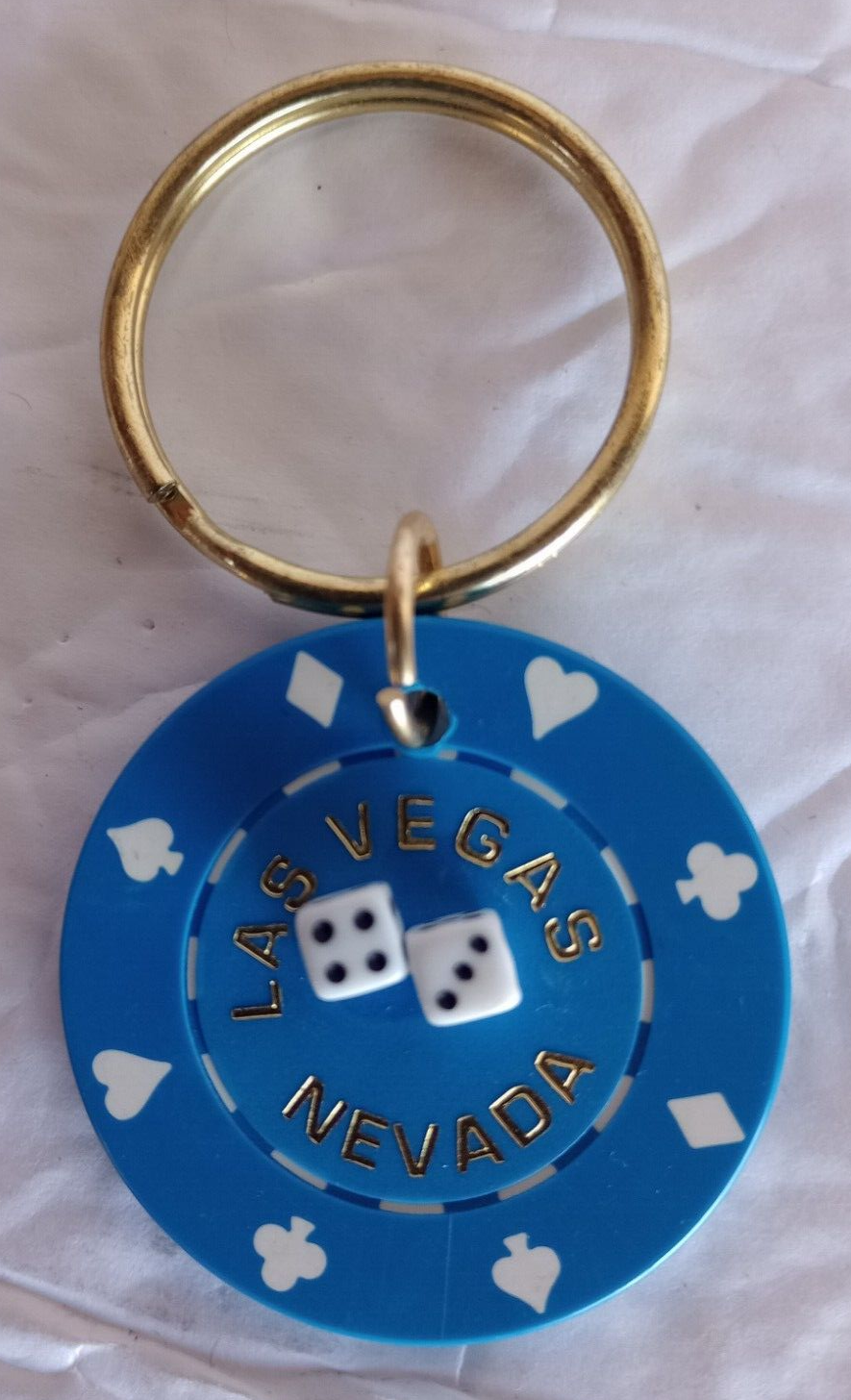 Las Vegas Vintage Poker Chip Key Ring With 3-D Dice Blue | eBay