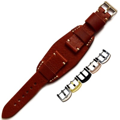 Bracelet Montre Cuir Vintage Type 'Bund Cuff' - Largeurs 18 à 26 Mm - Fait Main - Personnalisable