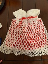 VINTAGE Baby Girls 3 Month RED AND WHITE KNITTED DRESS 