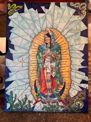 Custom Hand Painted On Canvas art Original Cultural Of Our Lady Of guadalupe