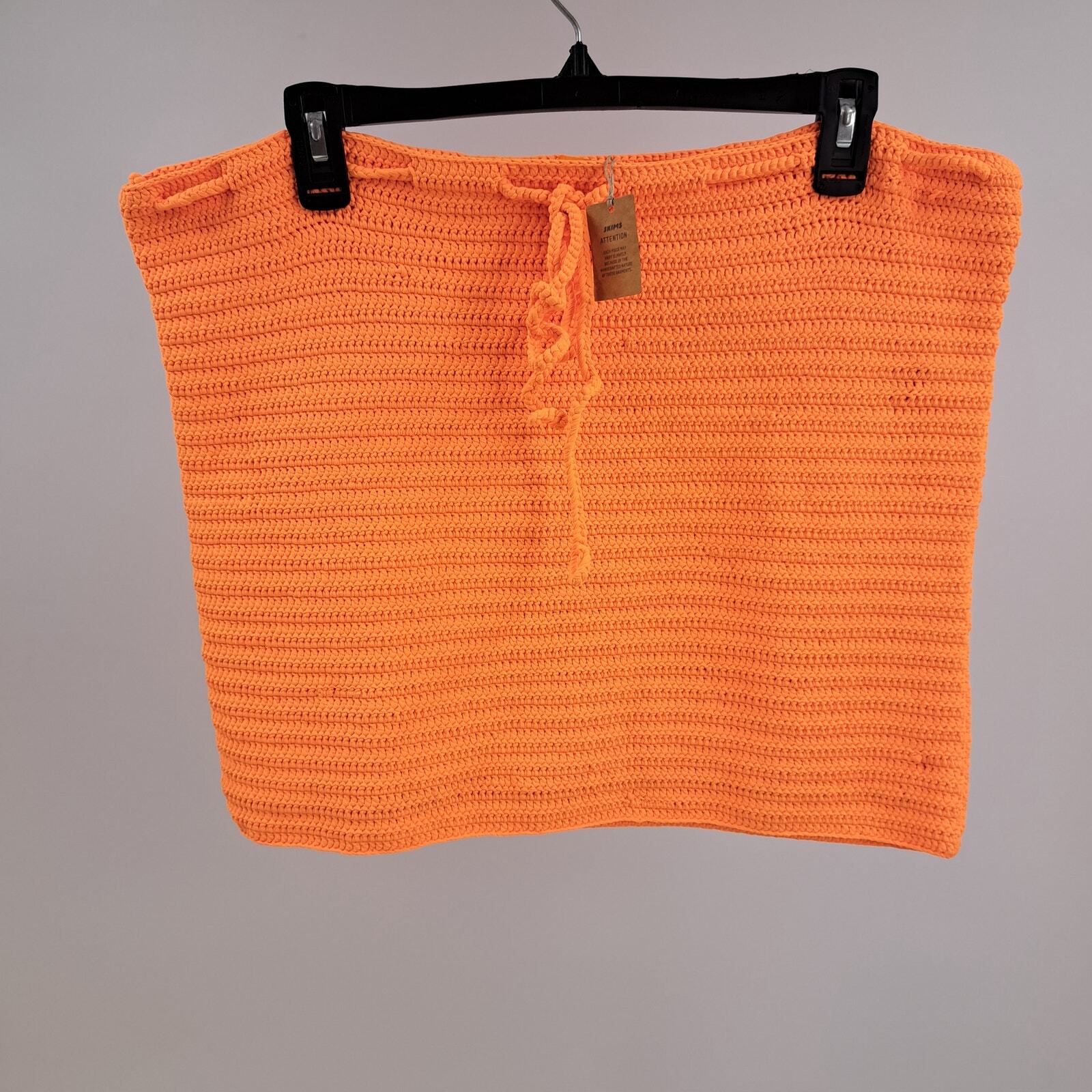 Skim Swim Mini Skirt Plus 4X Crochet Tie Waist Low Rise Cover Up Neon Orange NWT