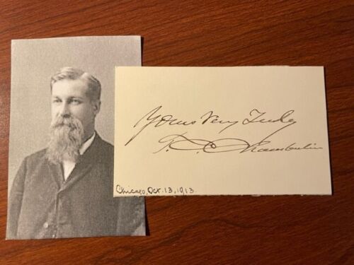 THOMAS CHROWDER CHAMBERLIN SIGNED CARD, GEOLOGIST, GLACIALIST, CLIMATE CHANGE - Picture 1 of 1