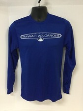 HAWAI VOLCANOES Adults Sz Small Blue Long Sleeve Rash Guard Surfing E4