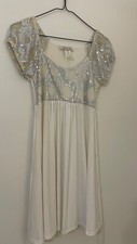 Short White partial mesh Dress with Silver design