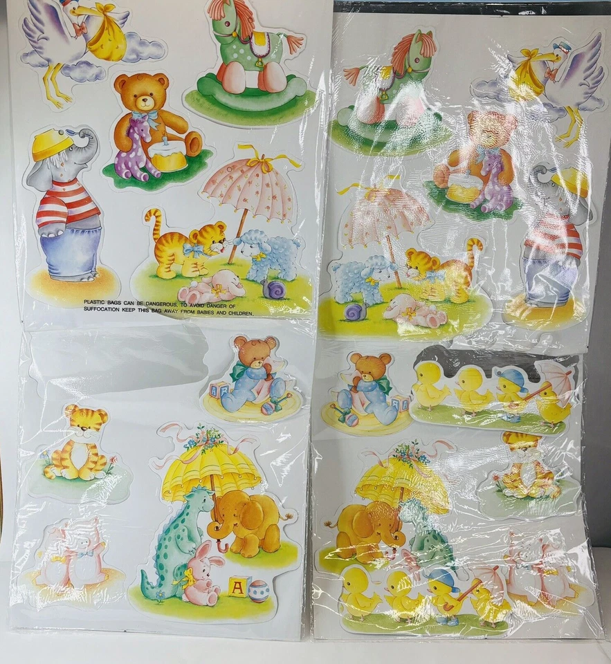 Lote de 2 Juegos 1995 Loomco Recortes Baby Shower Fiesta Decoración Doble Cara Nuevo Foto 2 de 4