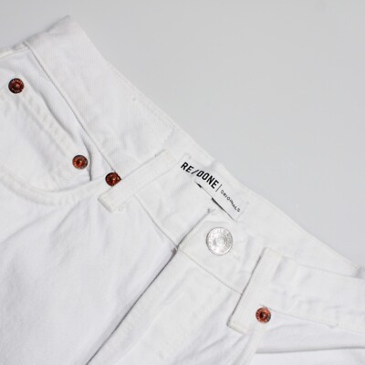 Re/Done NWD Denim Jeans Size 25 US 70s Stove Pipe in White 100% Cotton