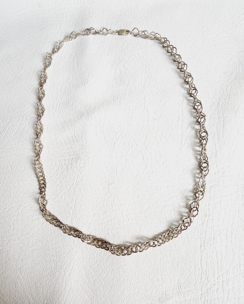 LADIES STERLING SILVER TWISTED HEXAGON LINK NECKLACE CHAIN