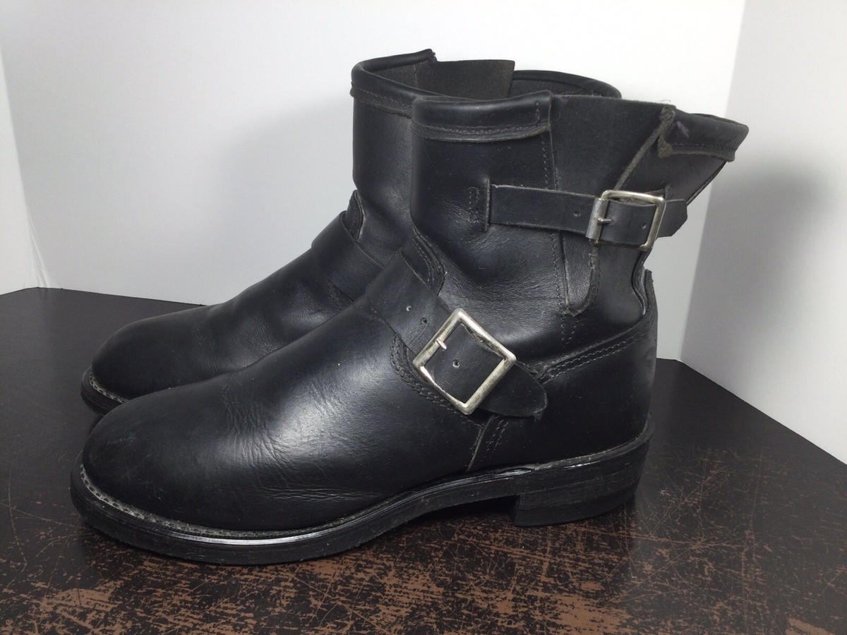 Vintage Georgia Engineer Ankle Boots Black Buckles Women's Size 9