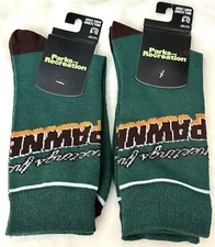 Green Crew Socks Bioworld Parks and Recreation Socks Size 8-12 Adult 2 Packs