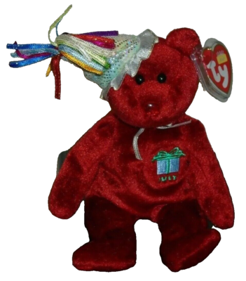 TY Beanie Baby - JULI Der Geburtstagsbär (7,5 Zoll) - MWMTs