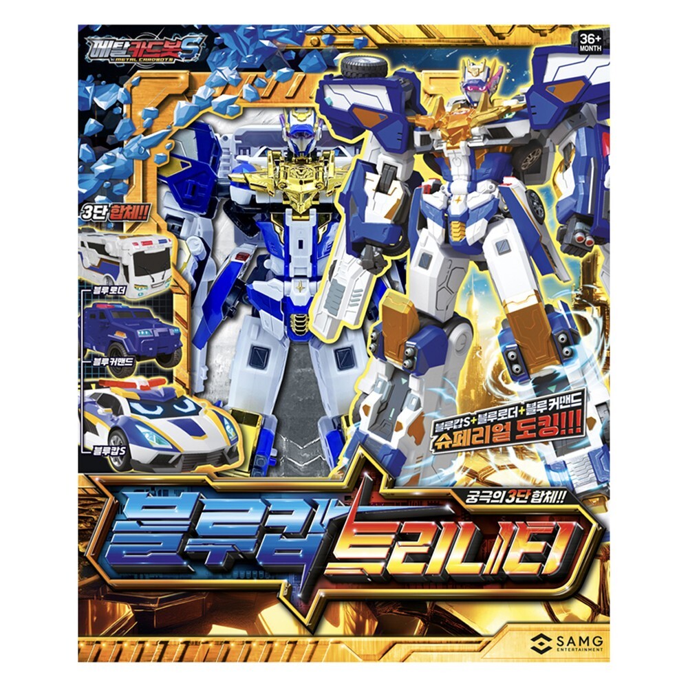 Metal Cardbot S BLUE COP TRINITY Police Car Armor Bus Transforming