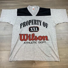 Vintage WILSON Athletic Dept Shirt Men’s Large Gray Classic Mesh 80s Graphic
