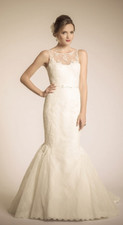 Amy Kuschel 8-10 Annalise Wedding Dress Gown Ivory Lace Mermaid Trumpet USA